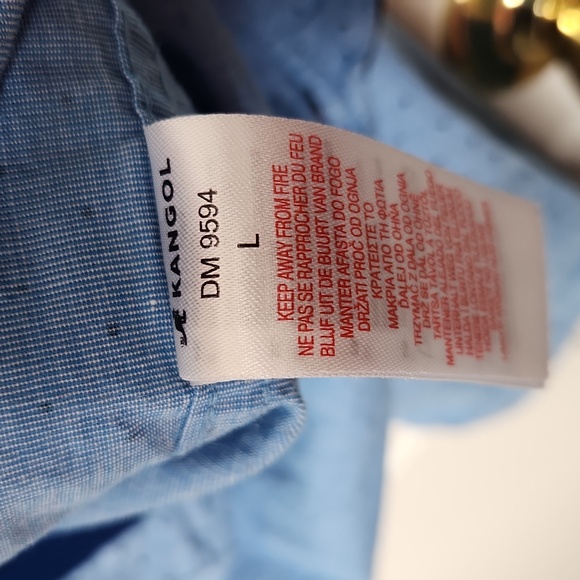 Kangol blue longsleeve polka dot band collar button-up shirt size large - Picture 6 of 9